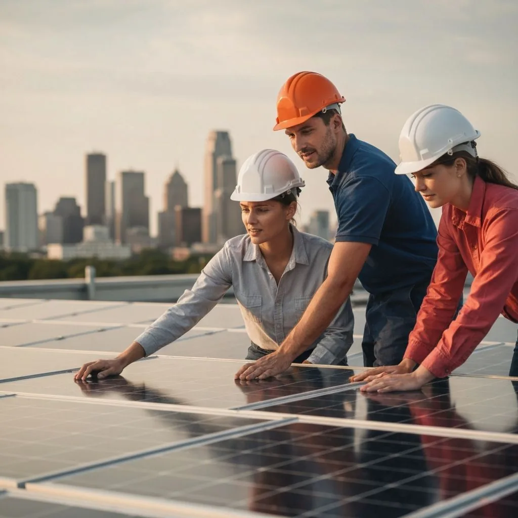 Treflik Solar engineering team inspecting a solar installation